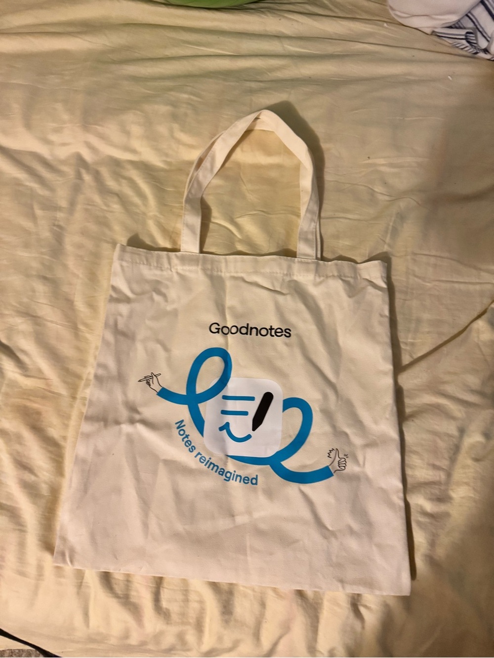 Goodnotes White Canvas Tote with Blue Logo